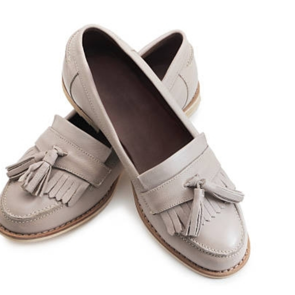 ASOS Women's Tassel Loafers - Light Brown,Beige, Nude Leather Size 9